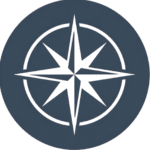 Treakker.Space homepage Image badge of a minimalist compass rose indicating travel and treks..
