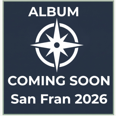Dark slate-blue compass placeholder graphic for the San Francisco 2026 mission trip travel photography album on Trekker.Space.