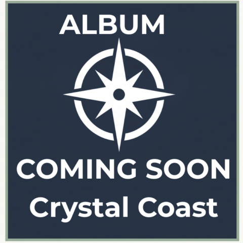 Dark slate-blue compass placeholder graphic for the Crystal Coast travel photography album on Trekker.Space.