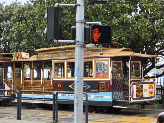 Classic Cable Car on the streets of San Francisco.